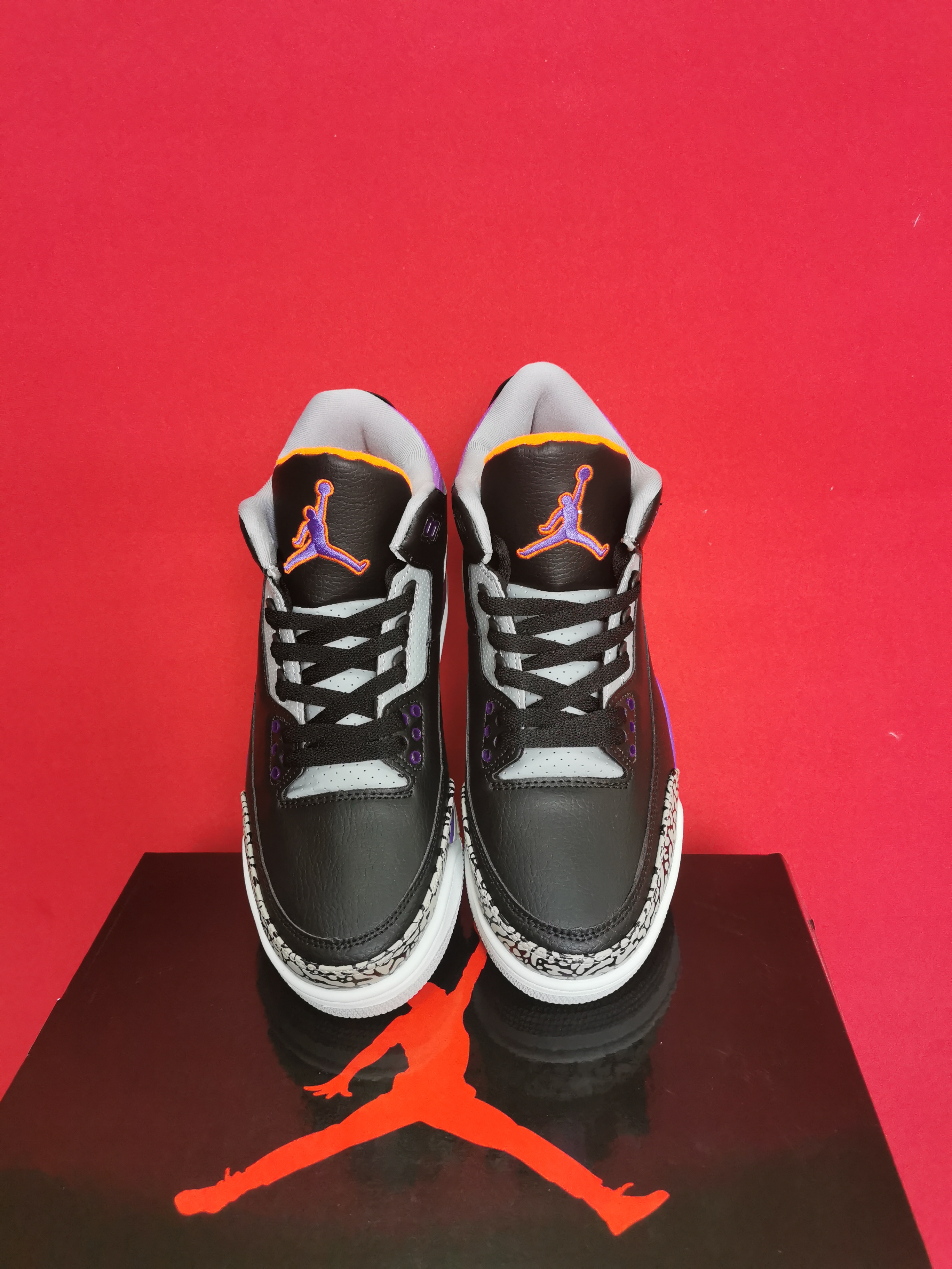 Air Jordan 3 Black Purple Grey Retro Shoes - Click Image to Close